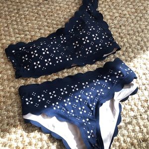 J. Crew Navy and White Women's Swimwear